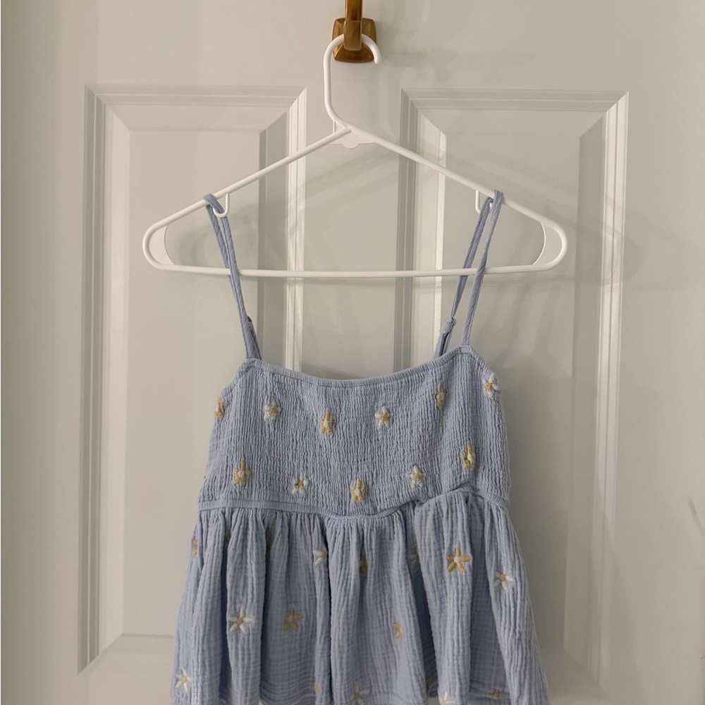 Altar'd State Light Blue Star Embroidered Blouse
